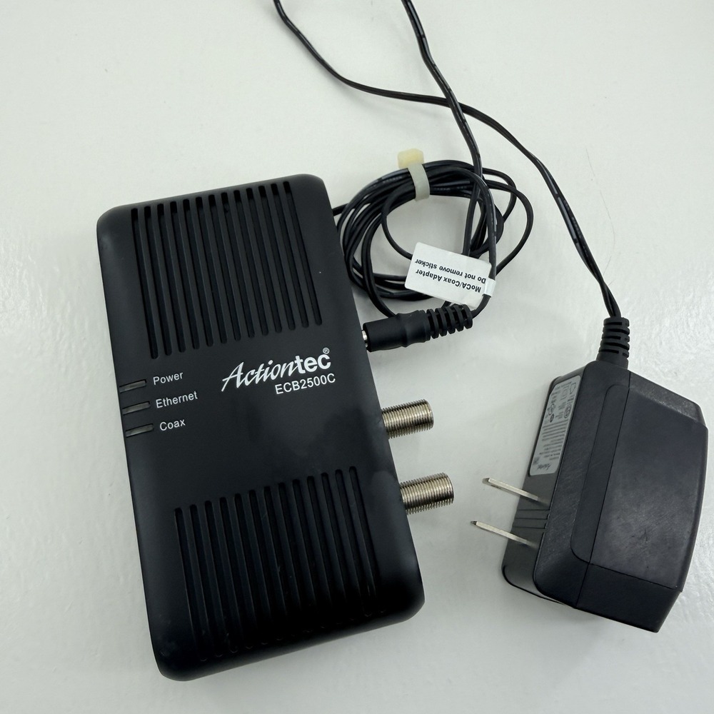 Action-Tec ECB2500C MoCA Network Ethernet to Coax Adapter with Power Cord